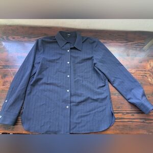 Theory “New Tailor” Pinstripe Stretch Wool Button-Up Shirt – Size M